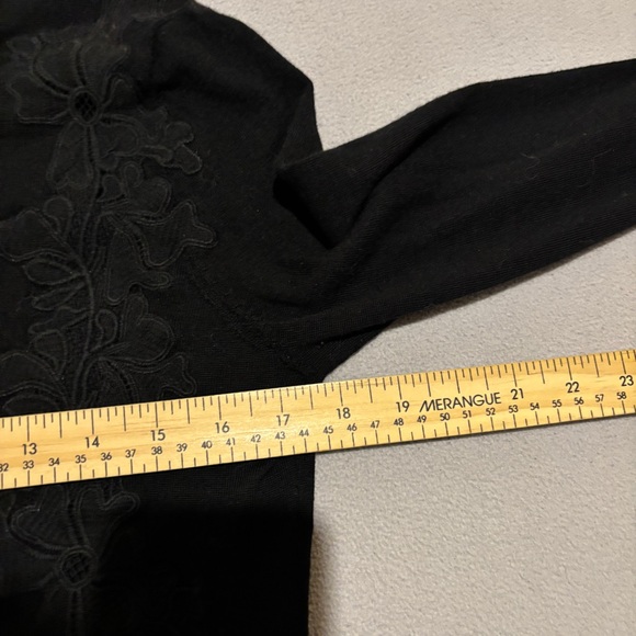 Banana Republic Cardigan Womens Medium Black Merino Wool Floral Grandma Academia - Picture 4 of 6